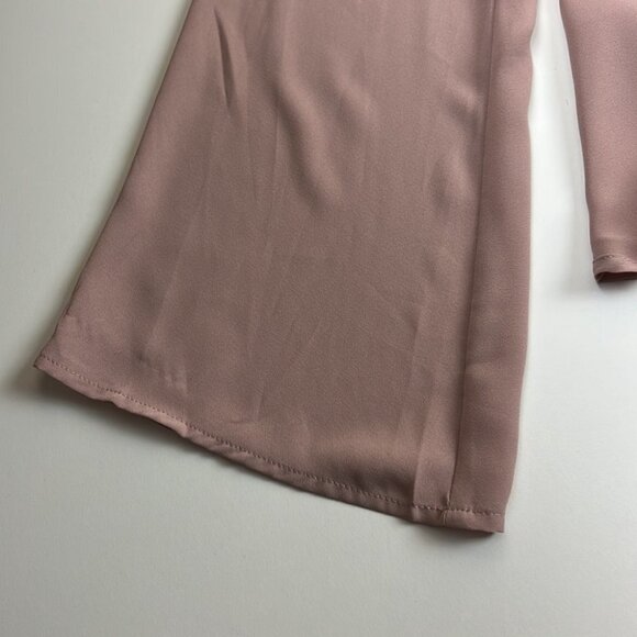 Olivaceous Dusty Rose Crossover Long Sleeved Blouse with  Flared Sleeves - Picture 4 of 11